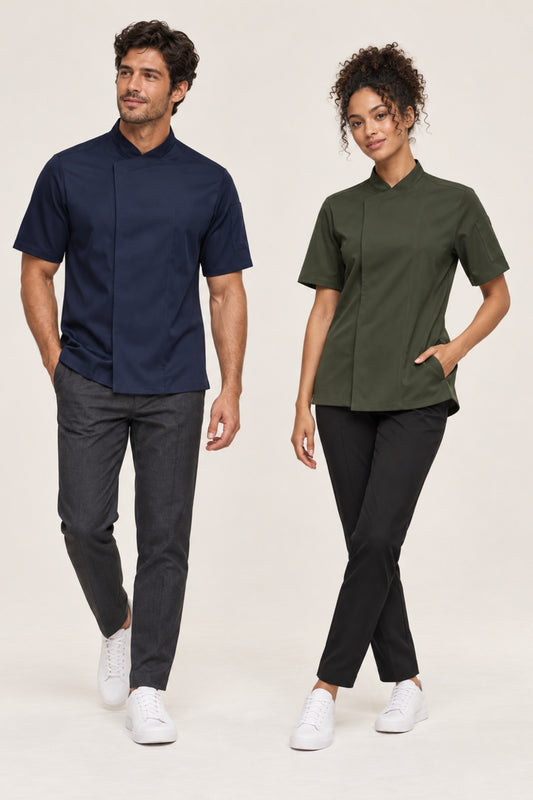 Veste de cuisine en microfibre avec dos Coolmax® à manches courtes