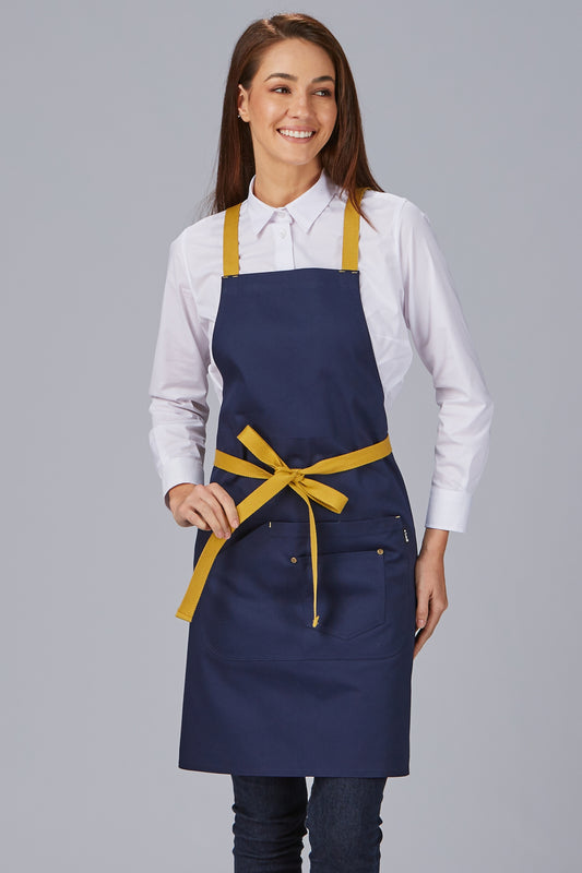 Tablier de cuisine personnalisé bicolore à bavette contrastée