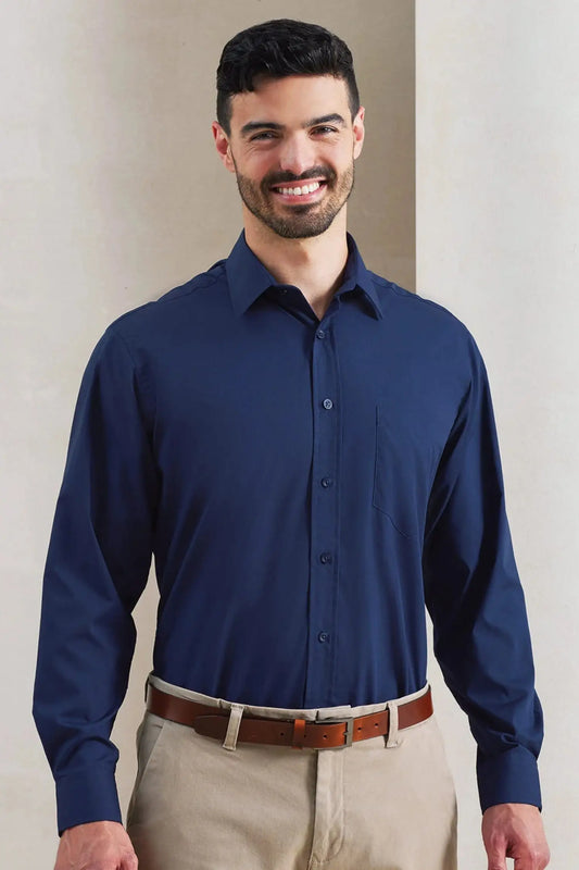 Chemise popeline à manches longues pour homme - XS / Bleu marine