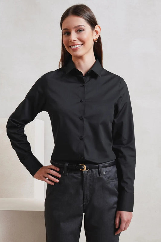 Chemise popeline RECYCLIGHT à manches longues pour femme - Noir / XS
