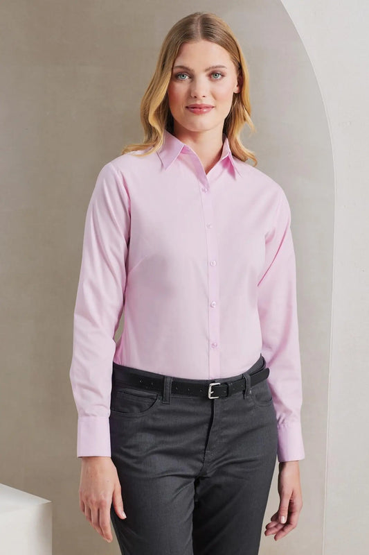 Chemisier popeline à manches longues pour femme - XS / Rose clair