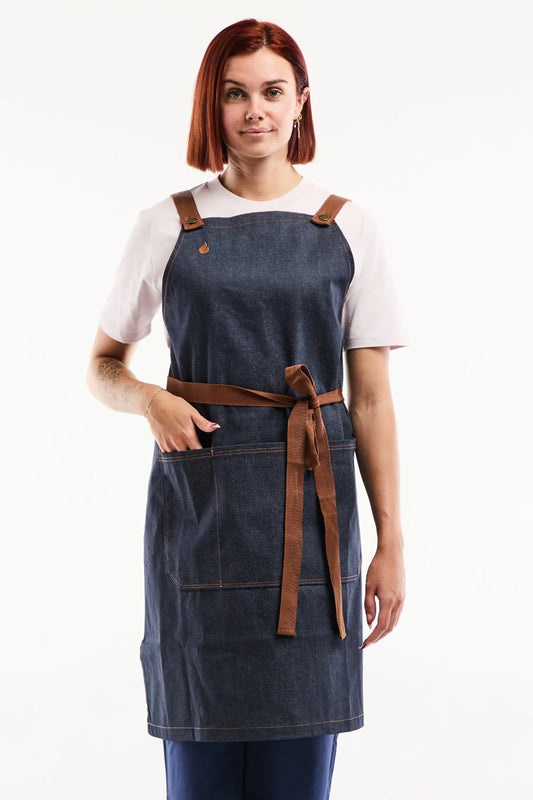 Tablier en Denim Flamme by Unichef – 100% Coton - Indigo