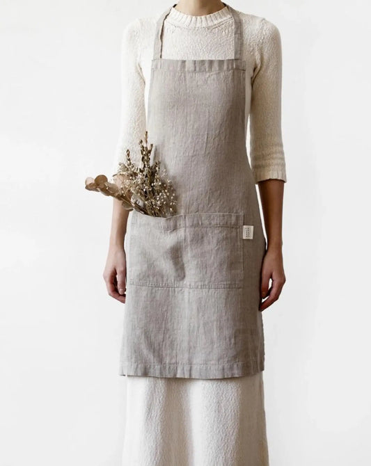 Tablier en lin naturel - Gris clair