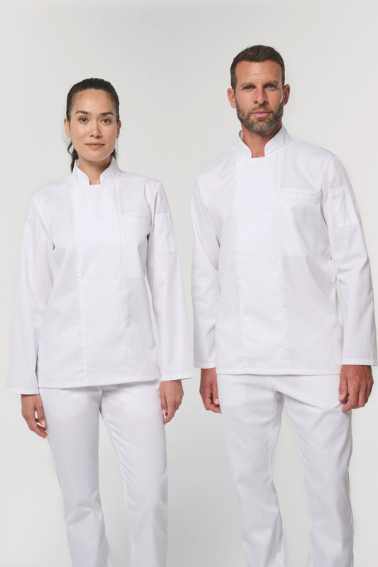 Veste de cuisine unisexe respirante et écoresponsable à manches longues