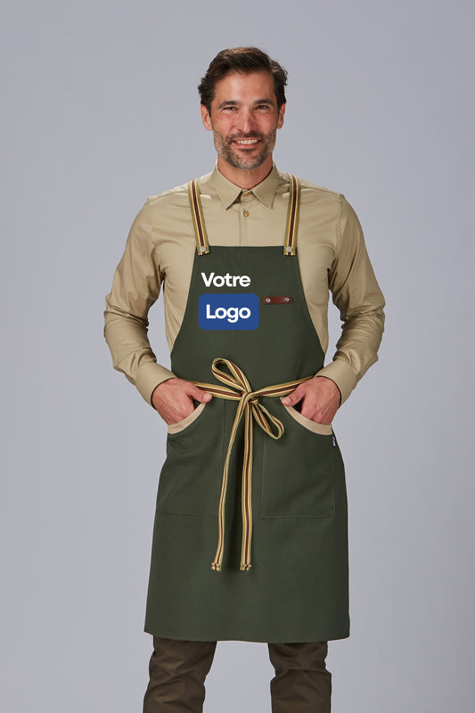 Tablier personnalisé bicolore à bavette