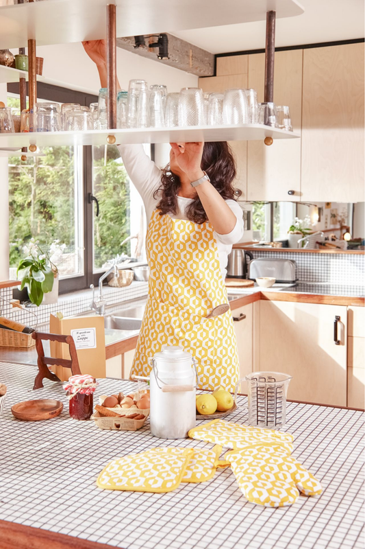 Tablier de cuisine, Design Géométrique, Jaune