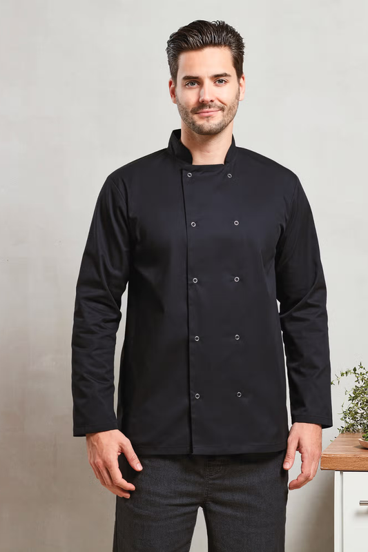 Veste de cuisine manches longues à boutons pression