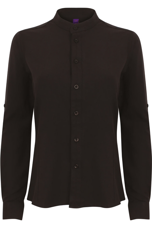 Chemise personnalisée, Femme - col Mao, Noir