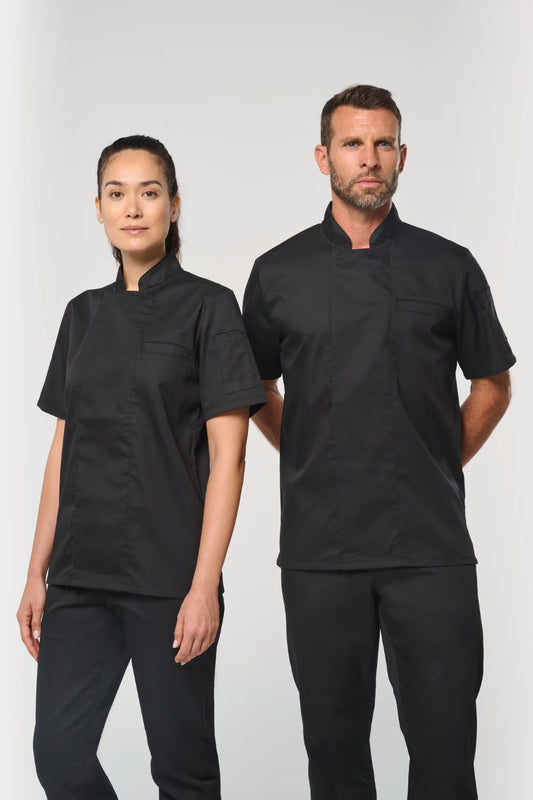 Veste de cuisine unisexe manches courtes respirante et écoresponsable