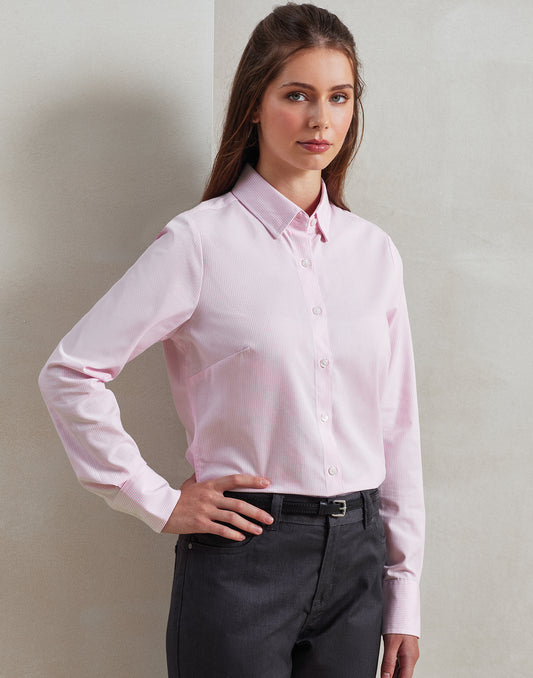 Chemise à rayures Oxford en coton majoritaire pour femme