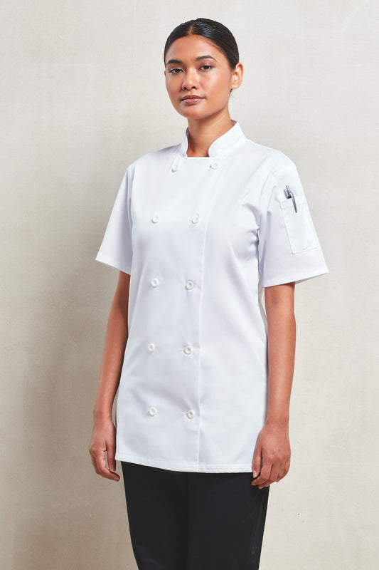 Veste de Chef Femme à Manches Courtes