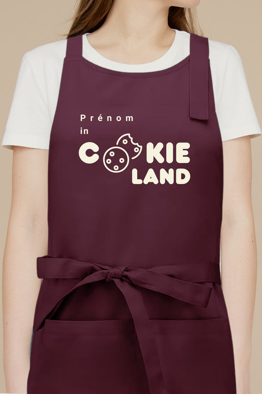 Tablier de cuisine personnalisé “Prénom in Cookieland”, brodé