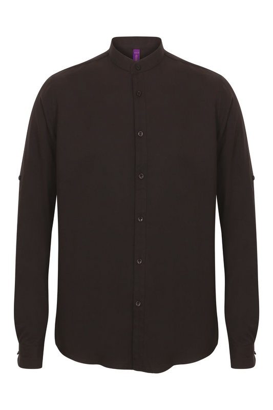 Chemise personnalisée, Homme - col Mao, Noir