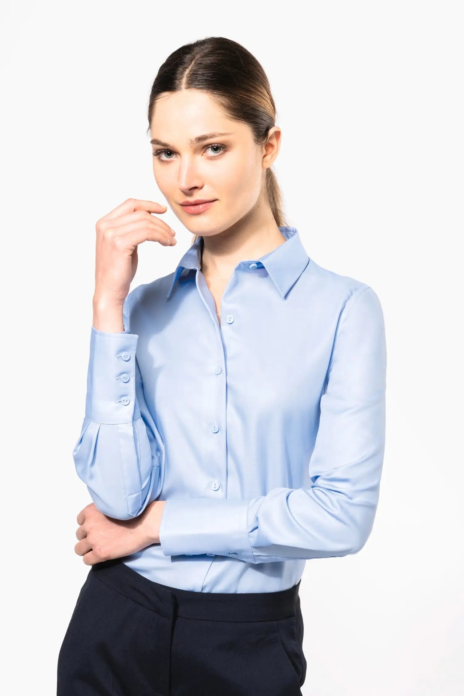 Chemise de service manches longues sans repassage - Femme - Bleu clair / S