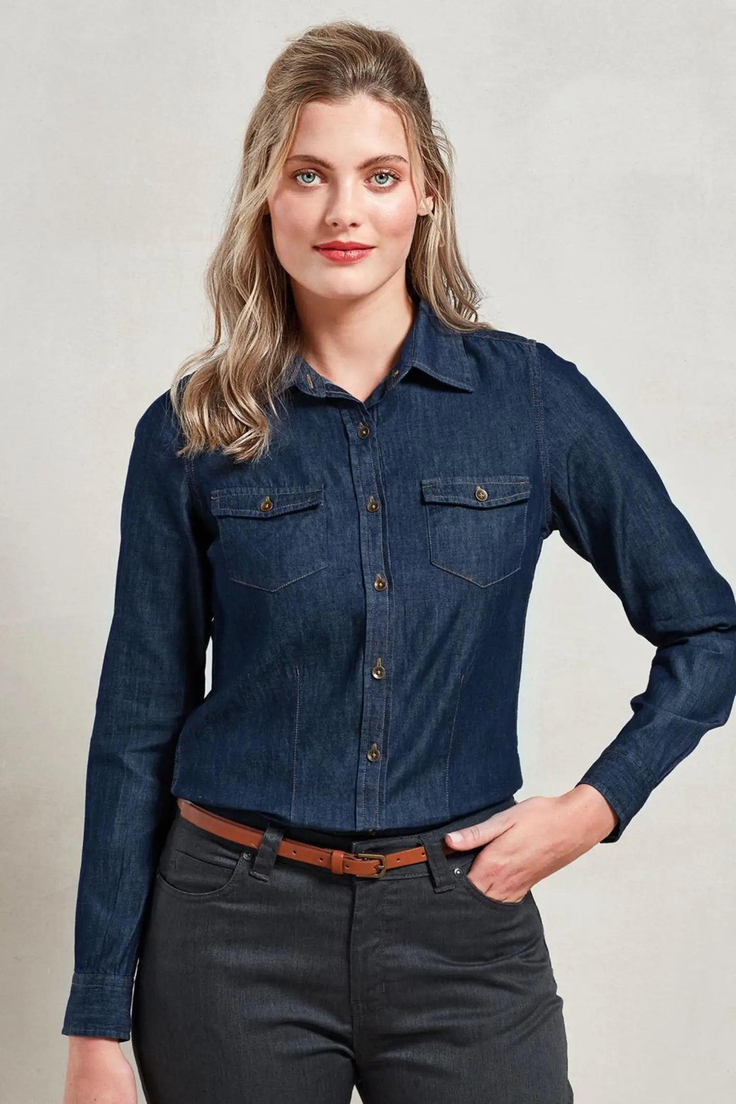 Chemise denim pour femme - Bleu marine / XS