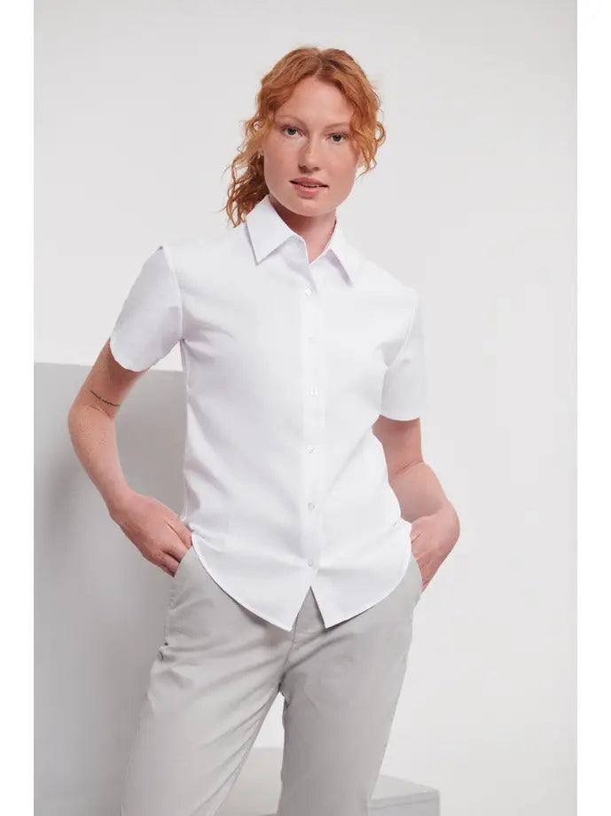 Chemise Oxford à Manches Courtes personnalisable - Blanc / XS
