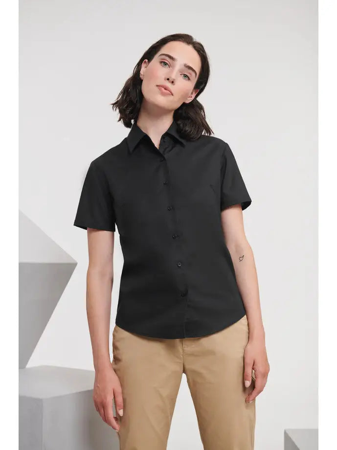 Chemise Oxford à Manches Courtes personnalisable - Noir / XS