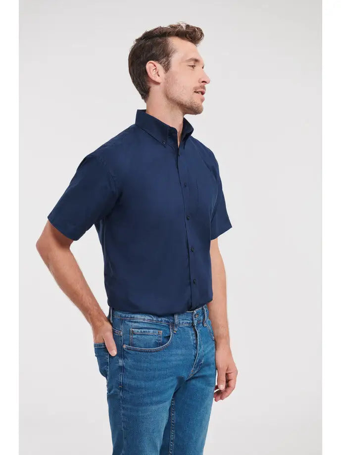 Chemise Oxford Classique à Manches Courtes personnalisable - Bleu Marine / S