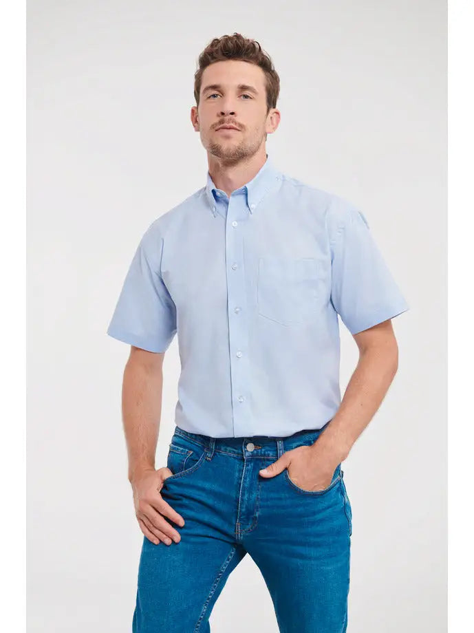 Chemise Oxford Classique à Manches Courtes personnalisable - Bleu Ciel / S