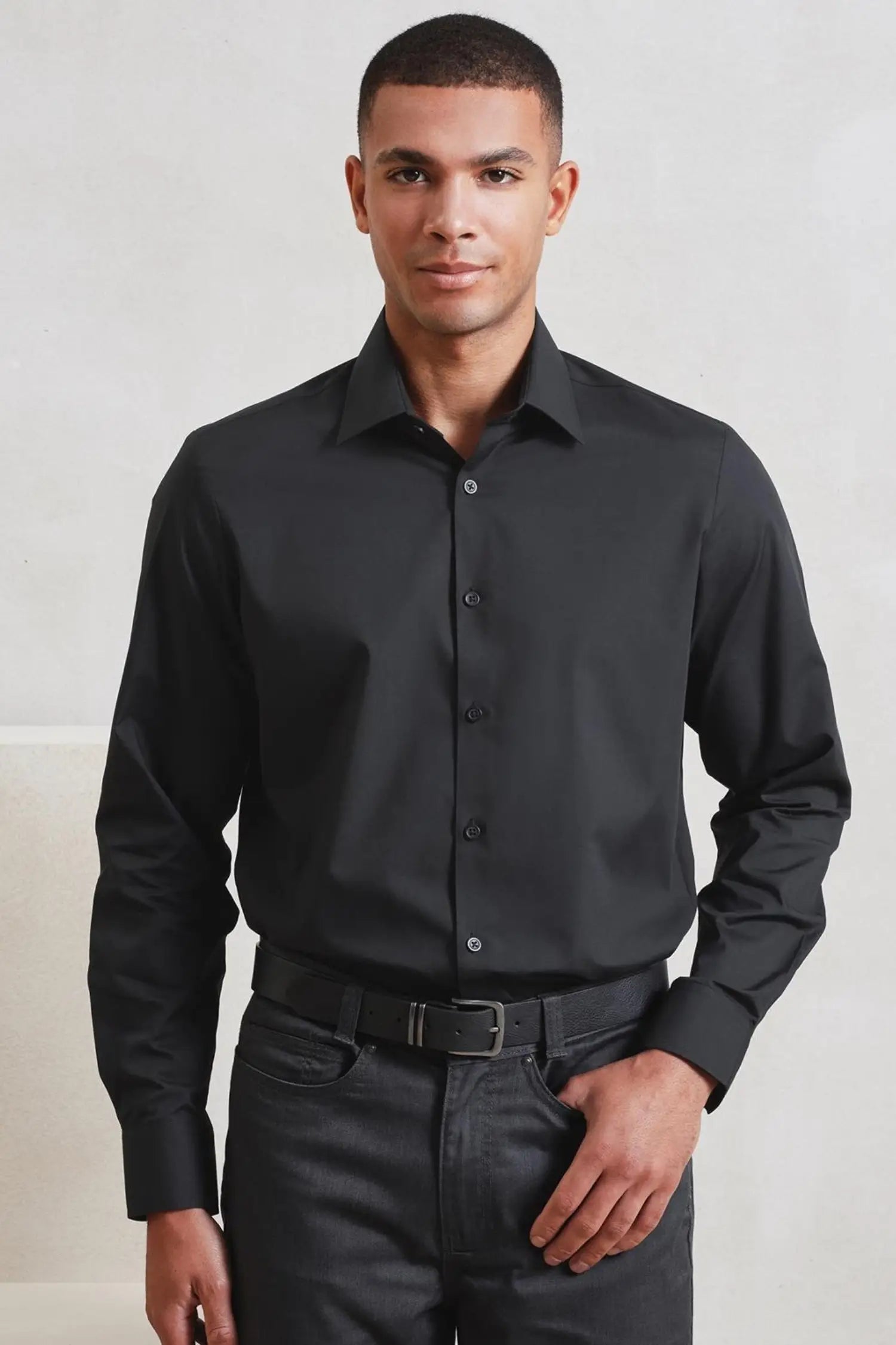 Chemise popeline RECYCLIGHT à manches longues pour homme - Noir / S