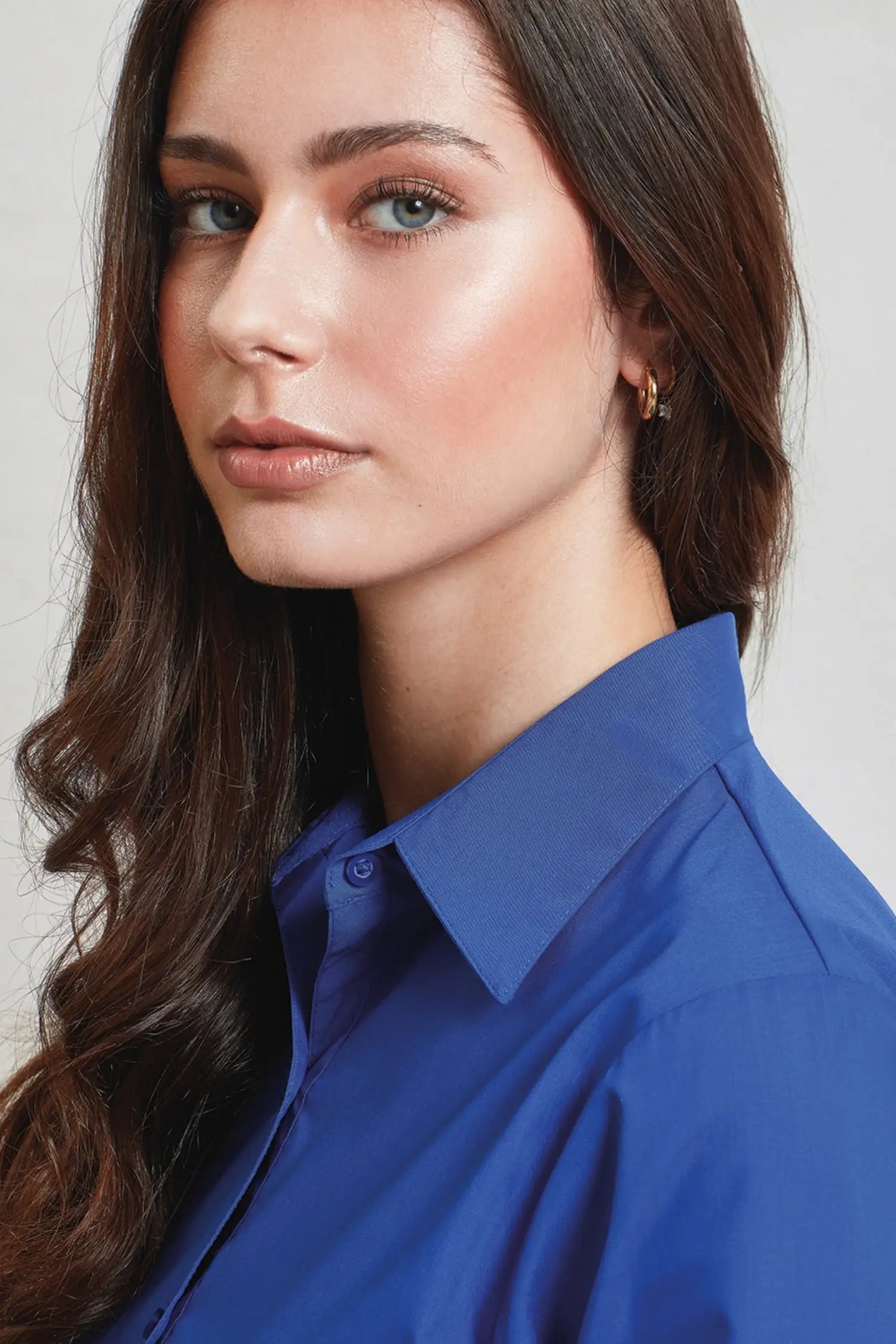 Chemisier popeline à manches longues pour femme