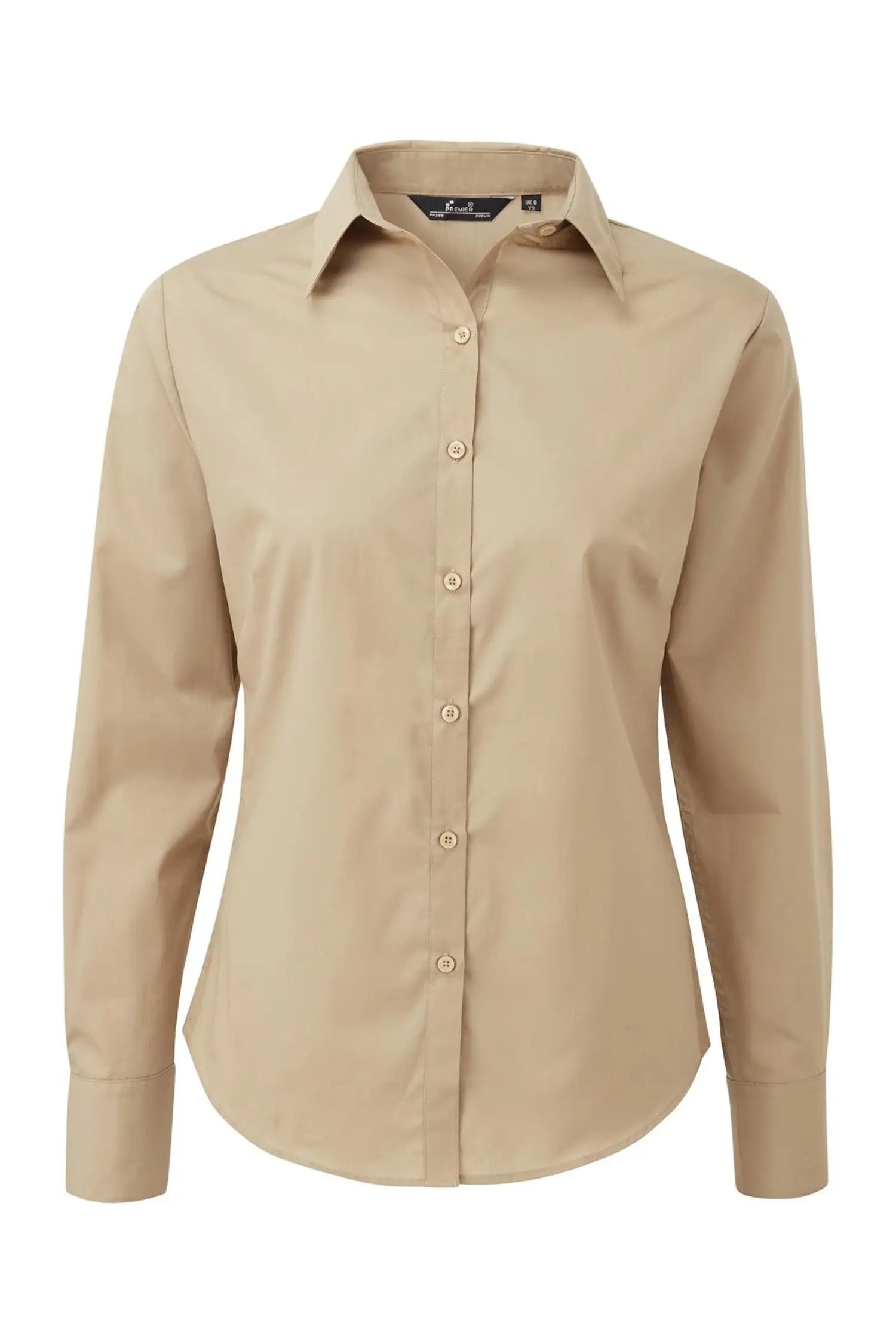 Chemisier popeline à manches longues pour femme - XS / Beige