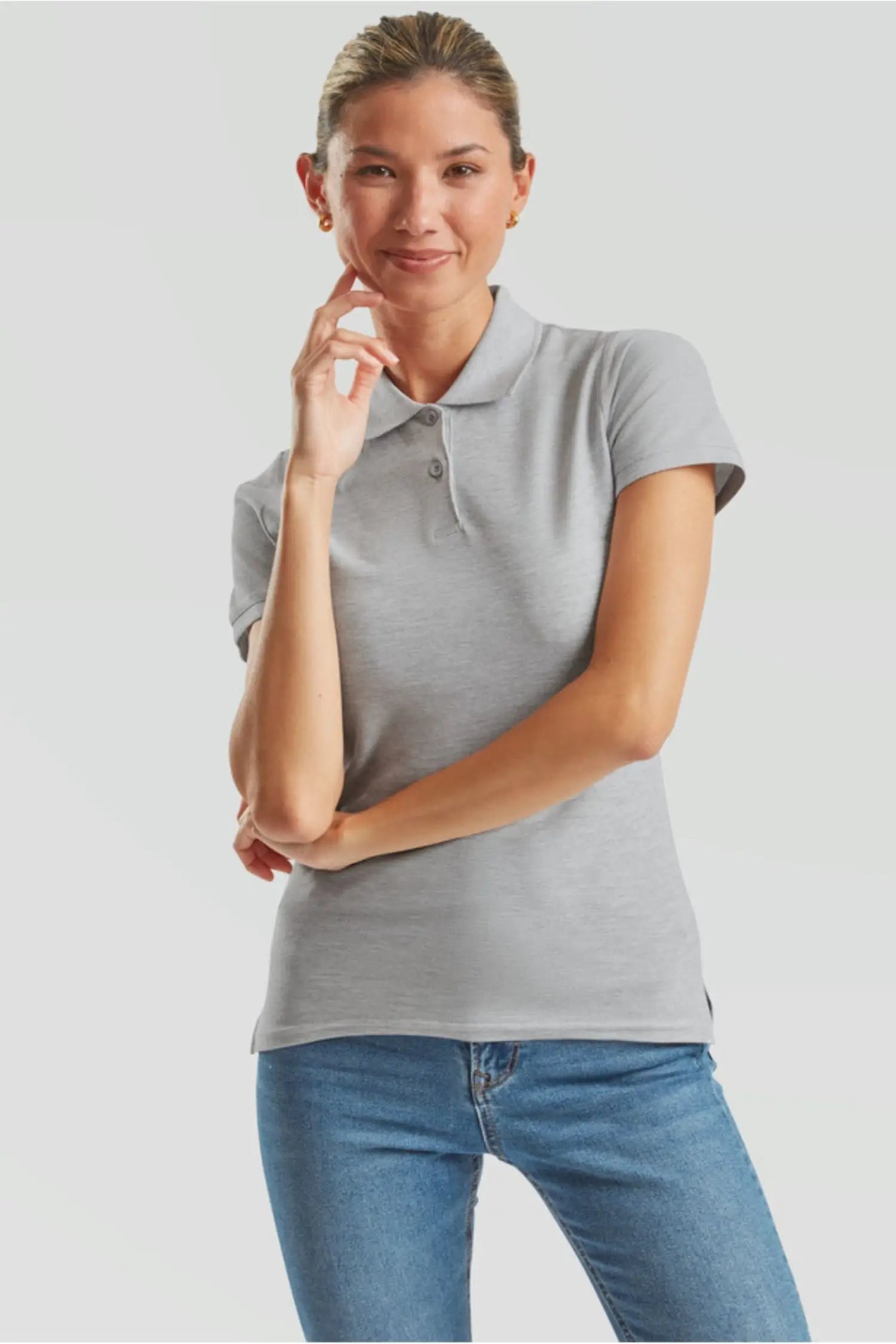 Polo Femme - Fruit of the Loom - Premium - Argent / XS