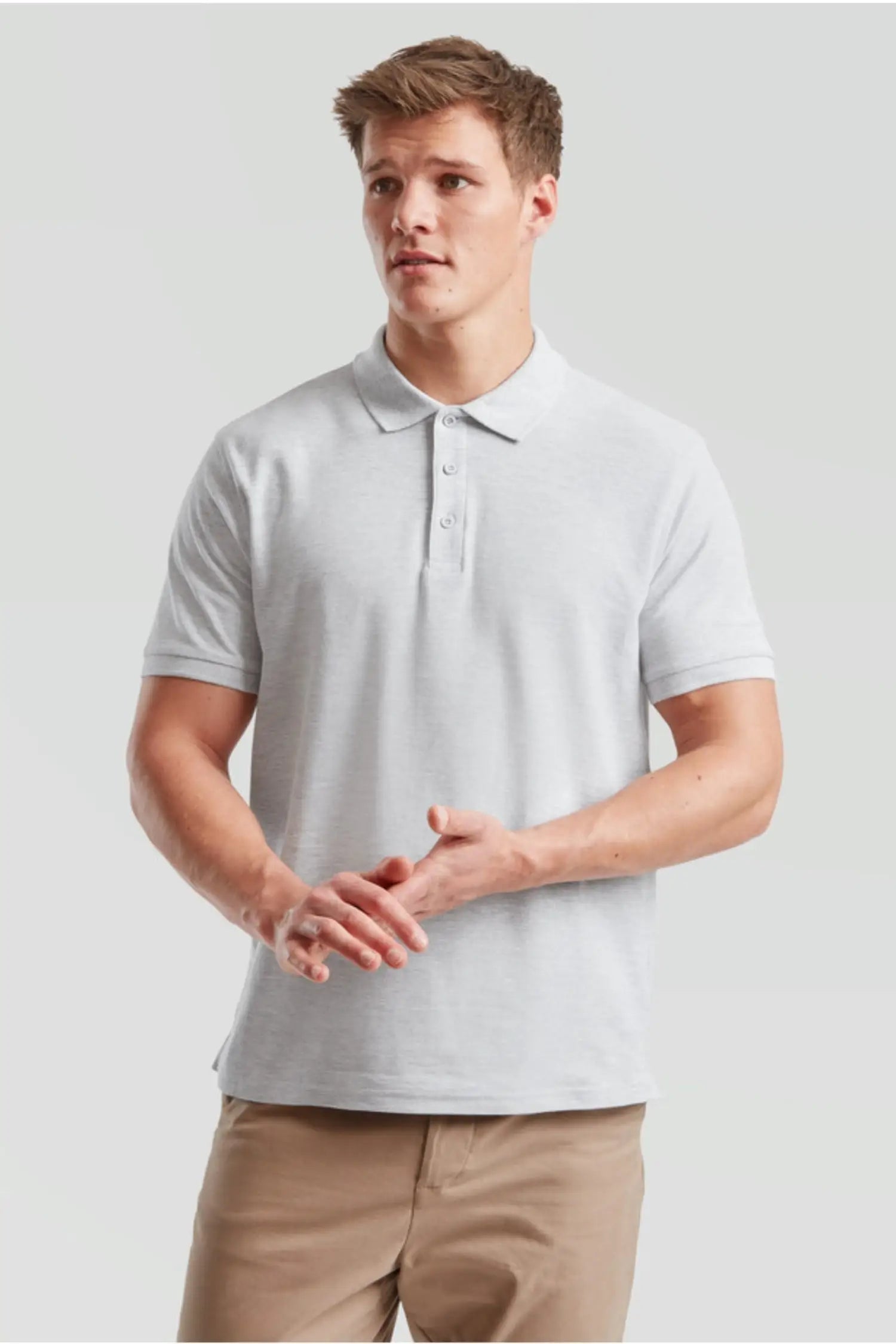 Polo Homme - Fruit of the Loom - Premium - Argent / S