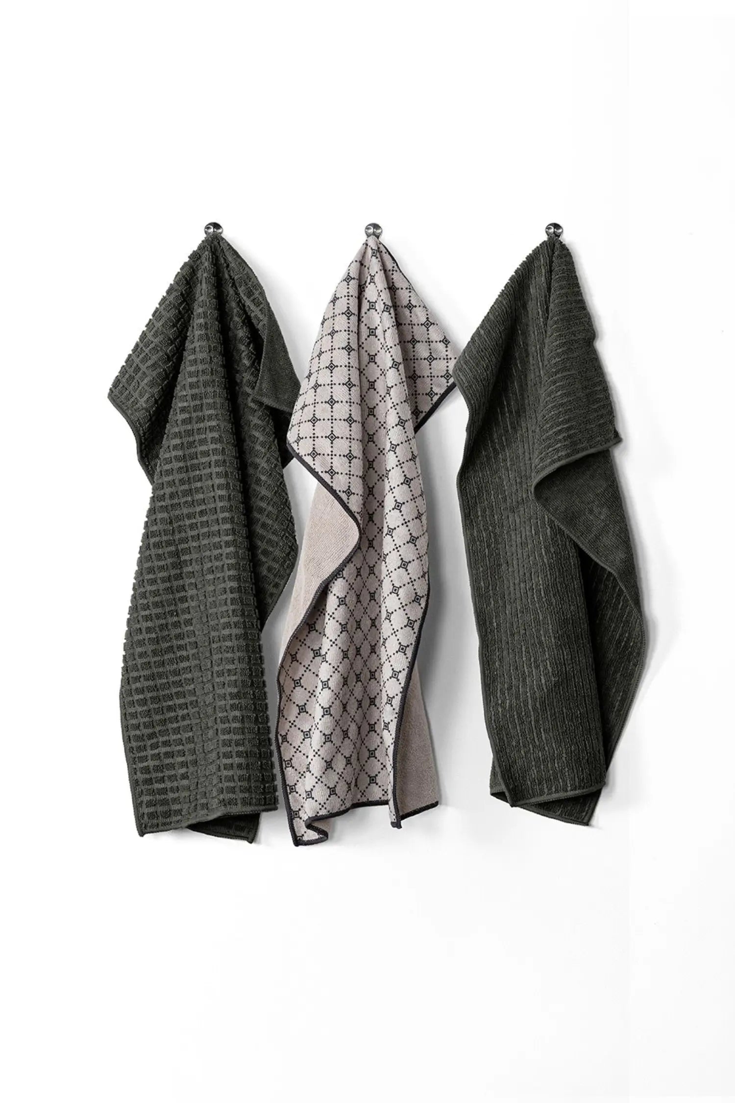 SET de 3 Torchons Microfibre - Gris Foncé