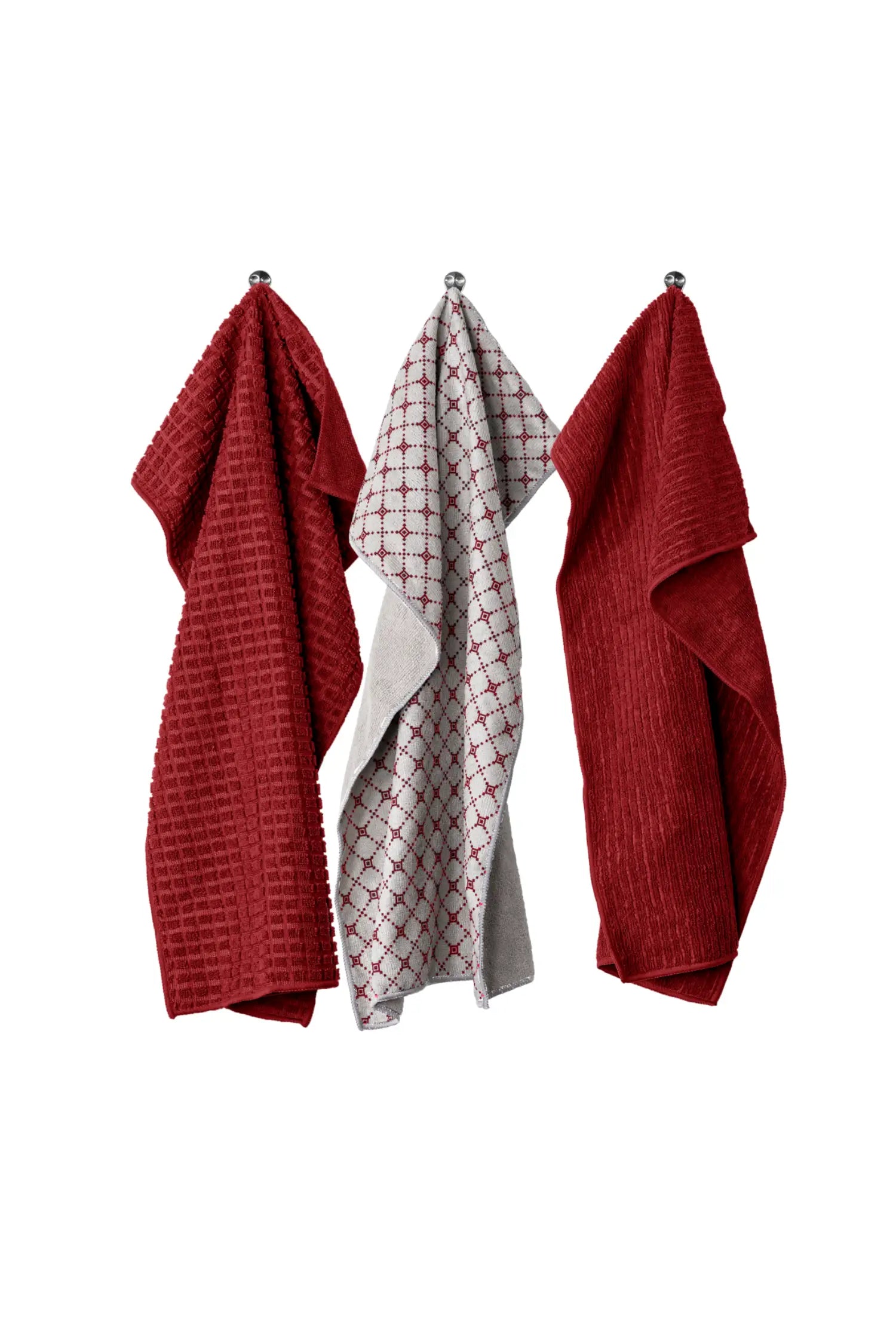SET de 3 Torchons Microfibre - Rouge