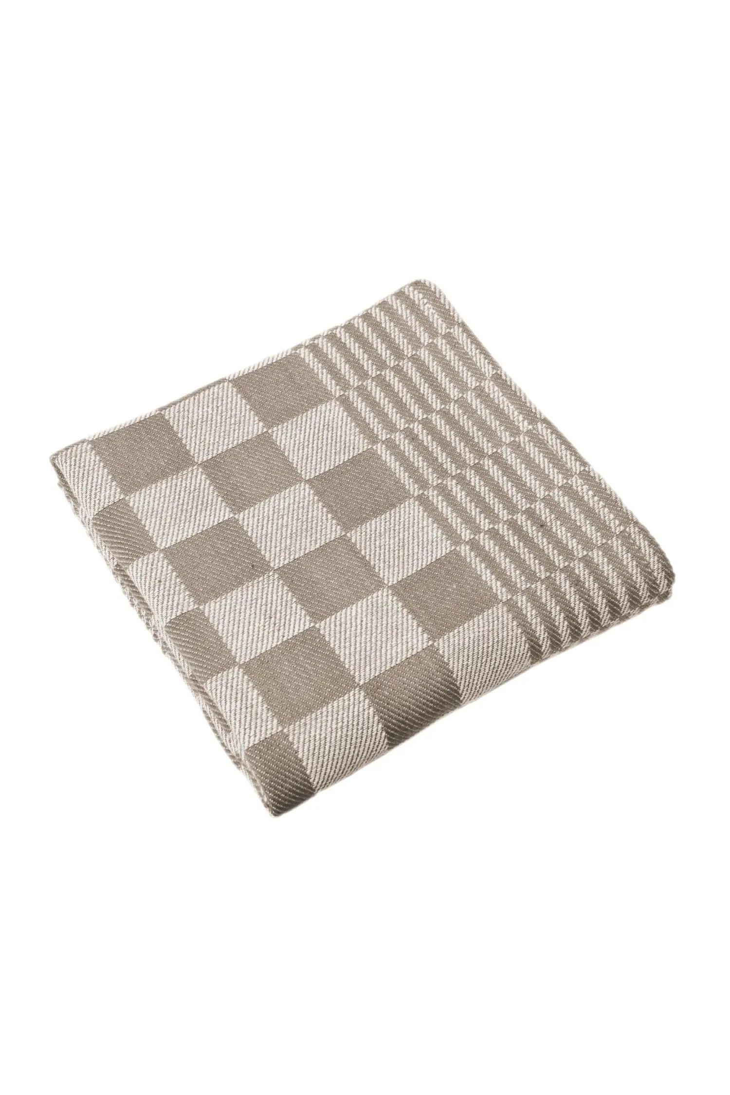 SET de 6 Torchons Motif d’Échecs - Taupe