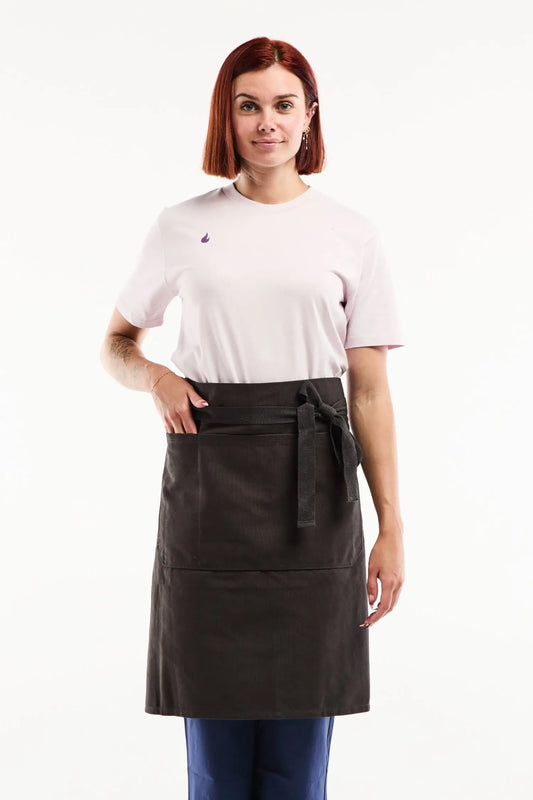 Tablier de cuisine court Flamme – 100% Coton Épais signé Unichef - Gris Anthracite