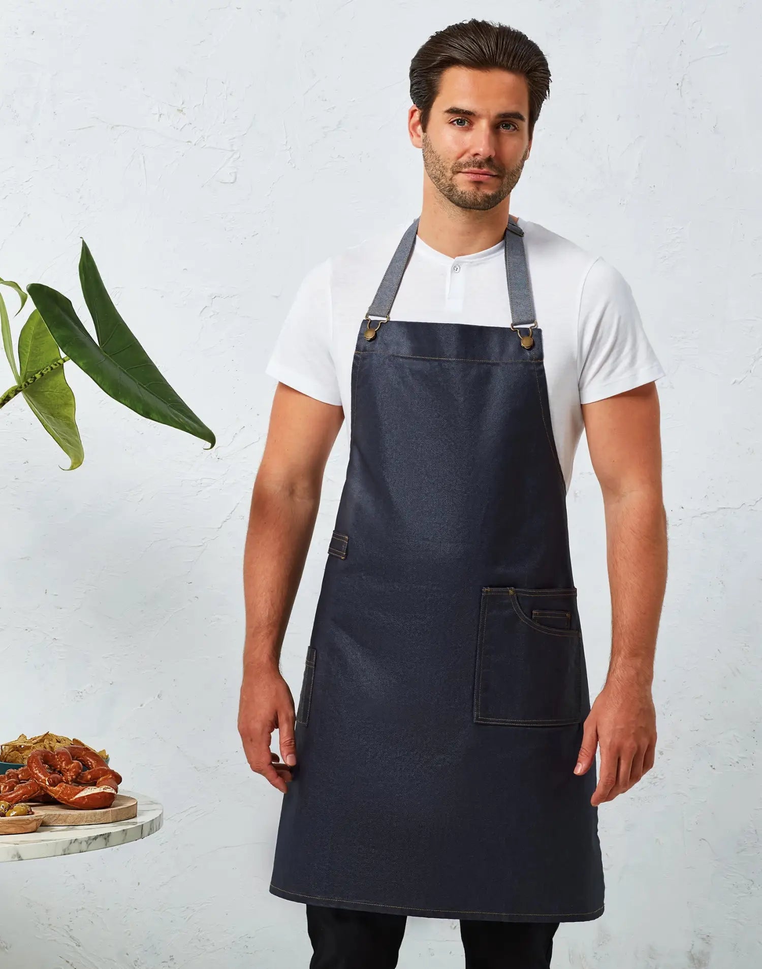 Tablier de cuisine denim avec Finition Acrylique - Bleu Indigo