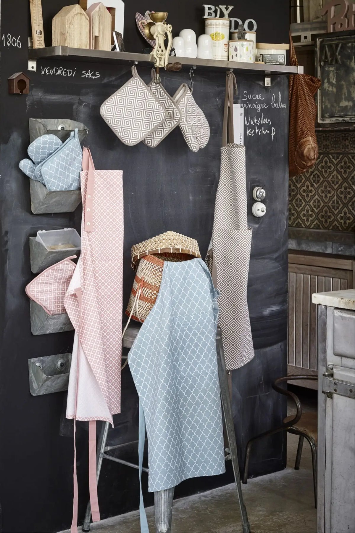 Tablier de cuisine Design Géométrique Bleu Clair