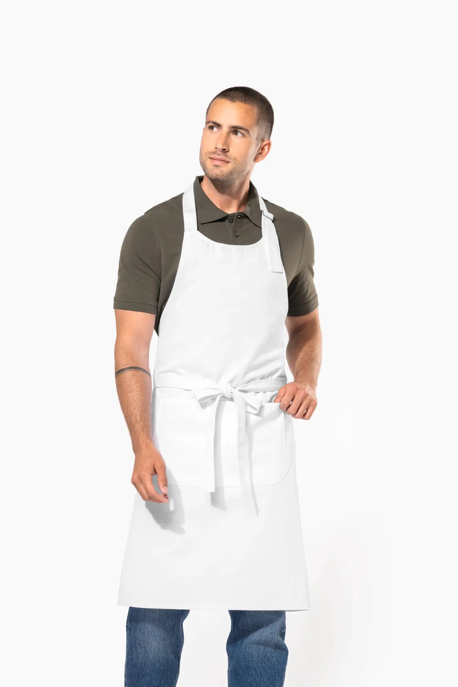 Tablier de cuisine en coton Classique Personnalisé - Blanc