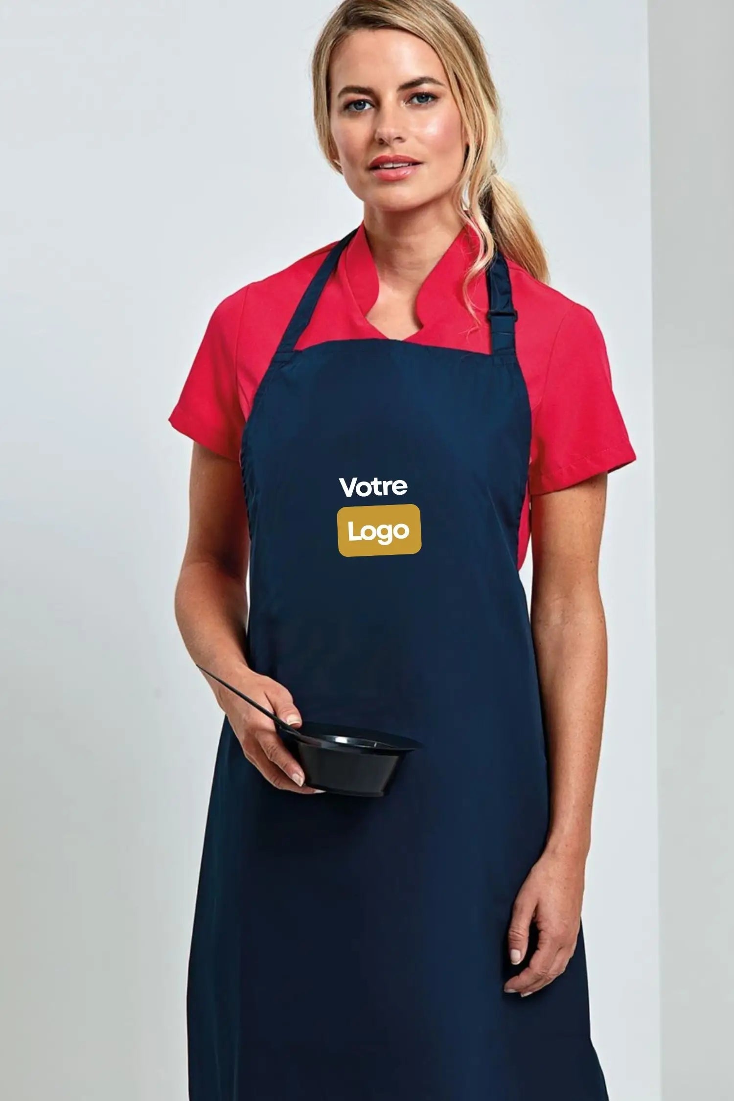 Tablier de cuisine imperméable personnalisé à bavette - Bleu marine