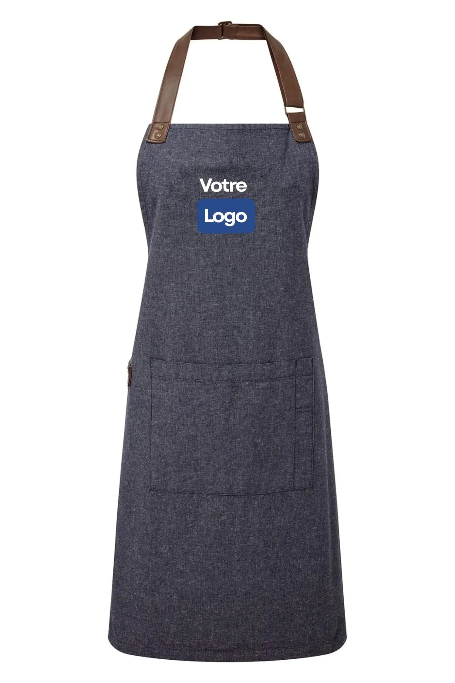 Tablier de cuisine personnalisé à bavette - Bleu marine