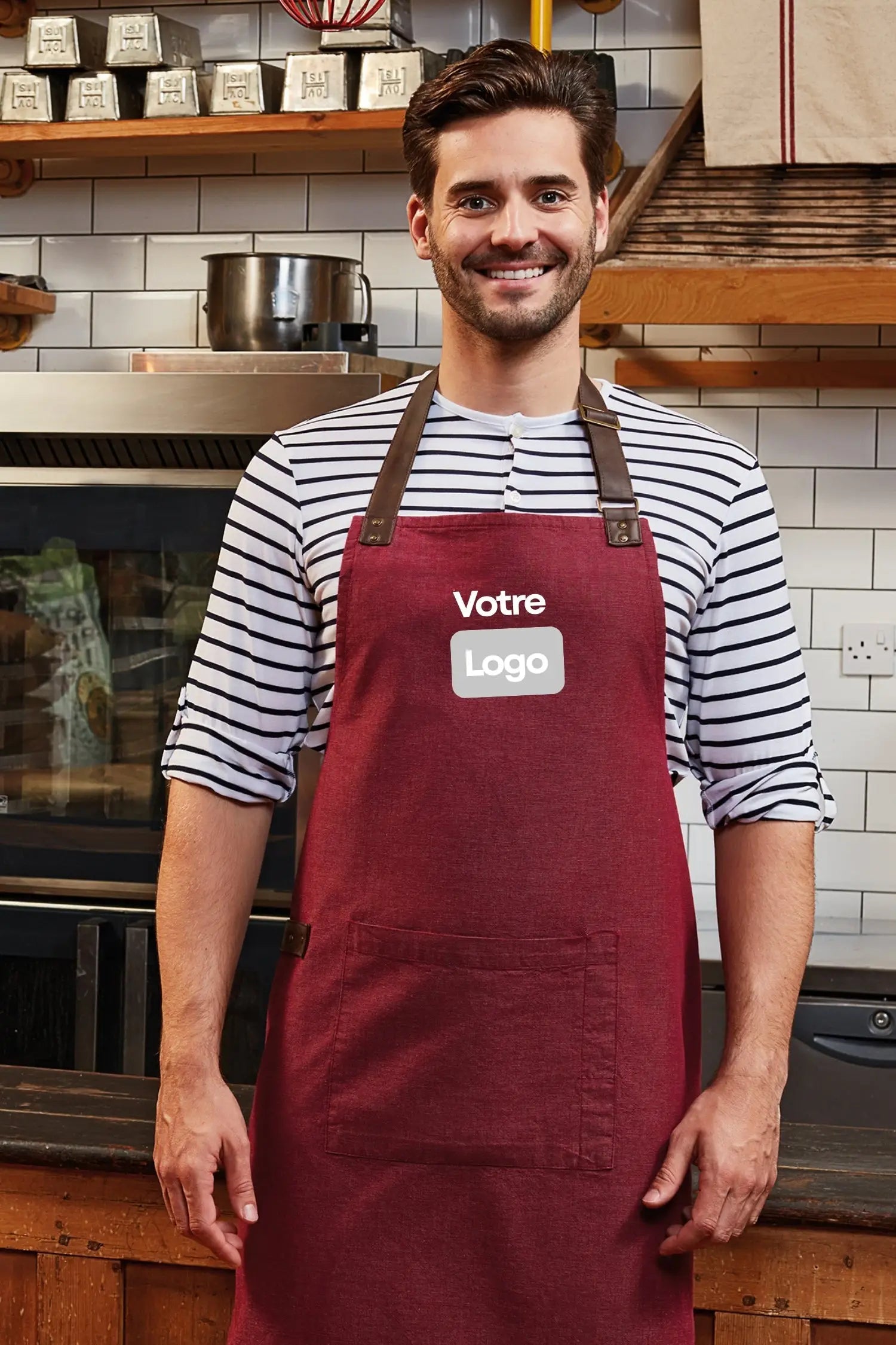 Tablier de cuisine personnalisé à bavette - Bordeaux
