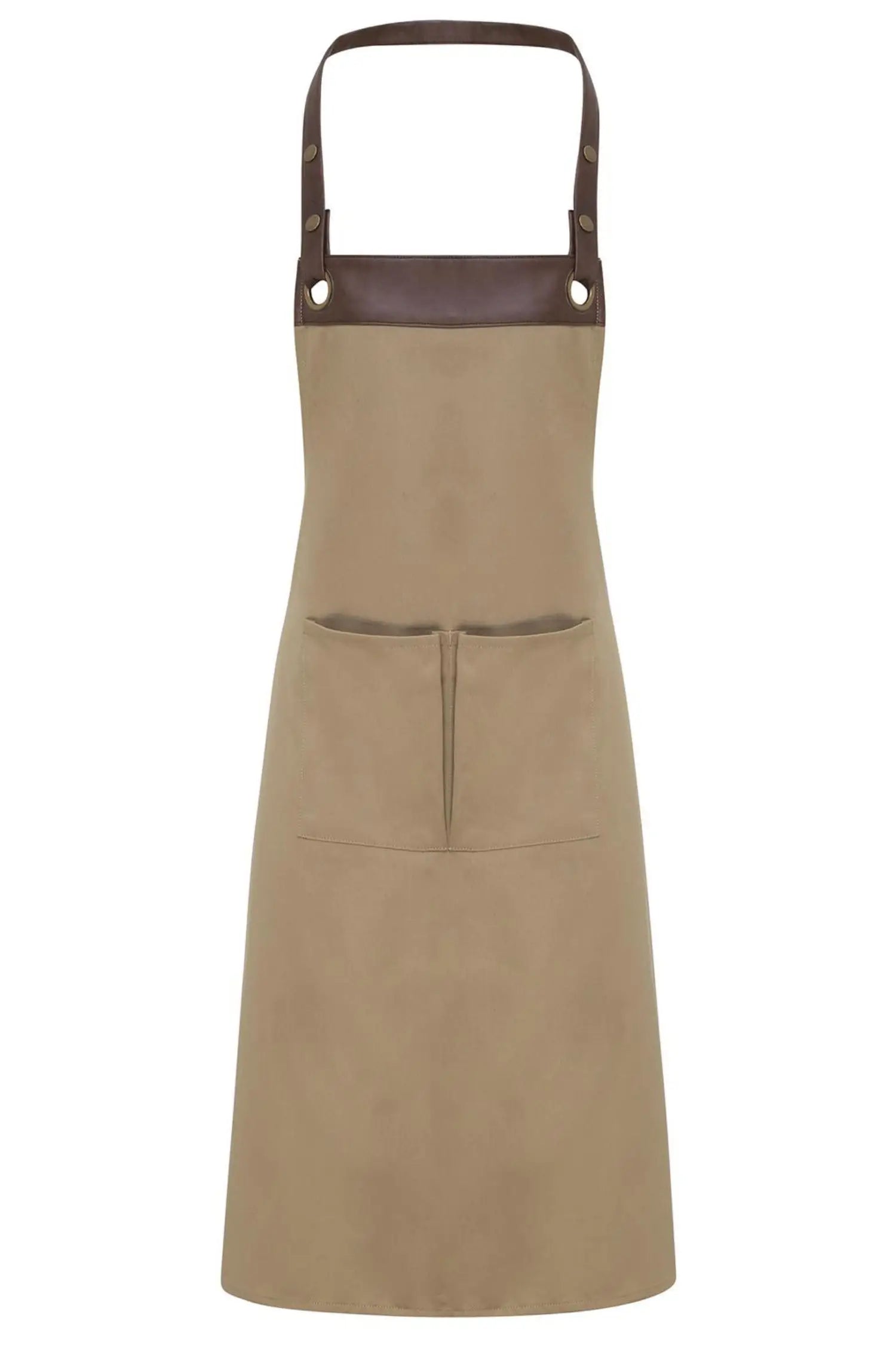 Tablier de cuisine personnalisé à bavette Espresso - Khaki/marron