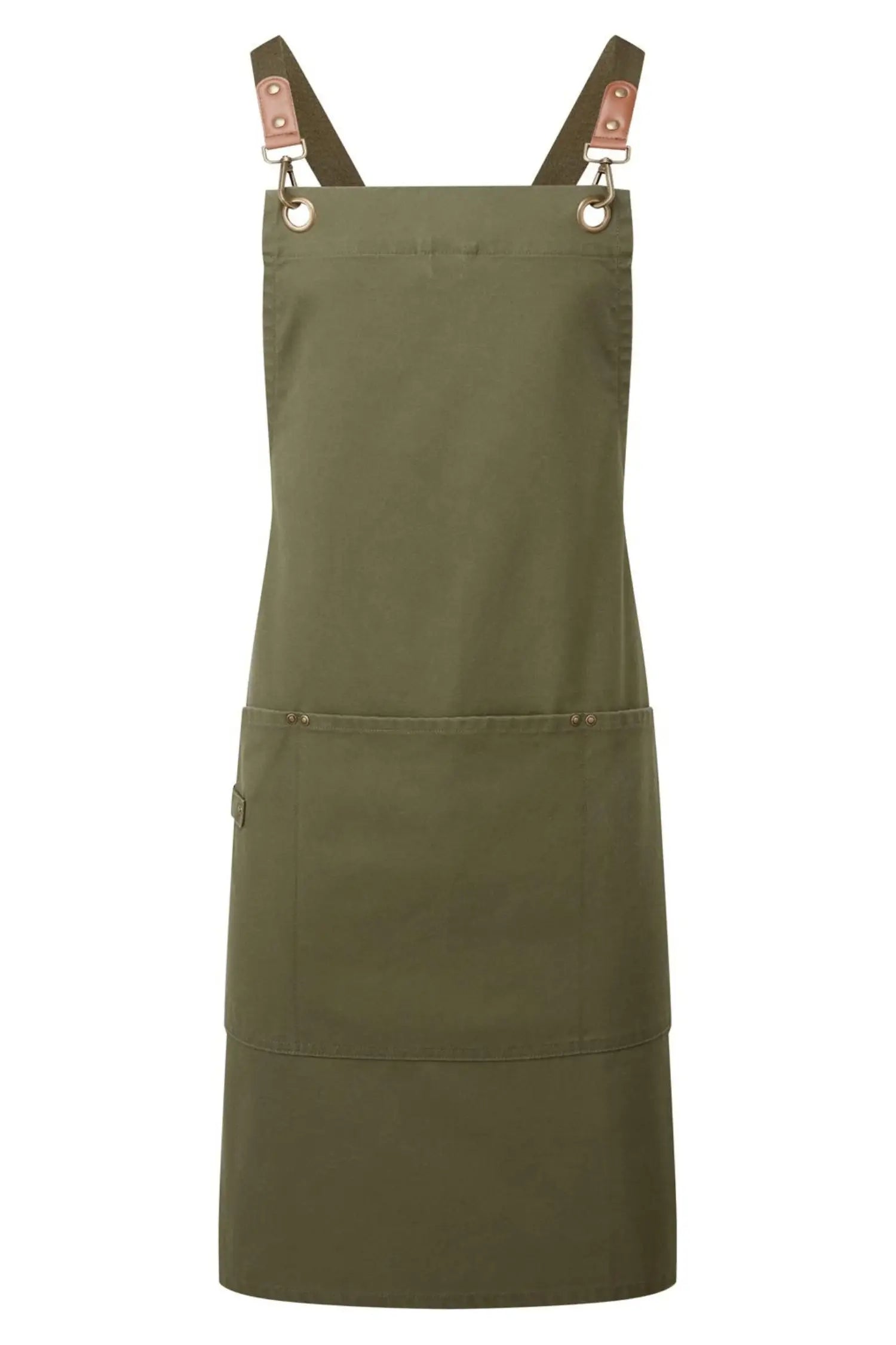 Tablier de cuisine personnalisé Bavette à Bretelles Croisées Clip’n’Clasp - Vert olive