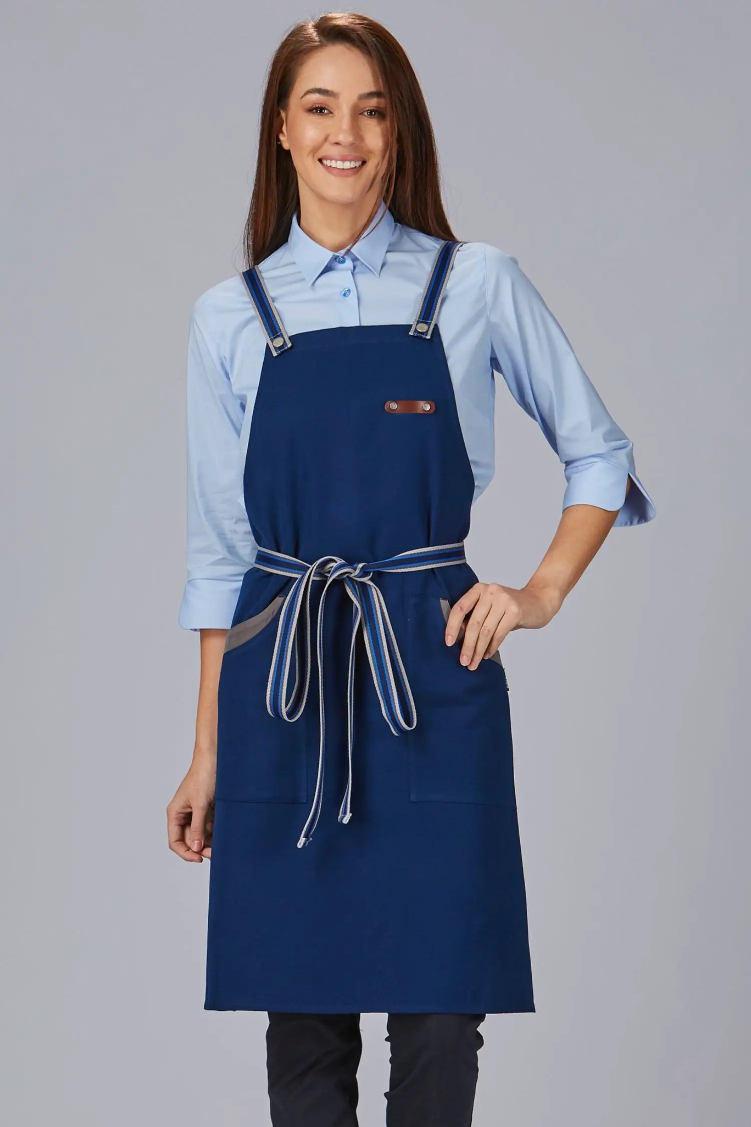 Tablier de cuisine personnalisé bicolore à bavette