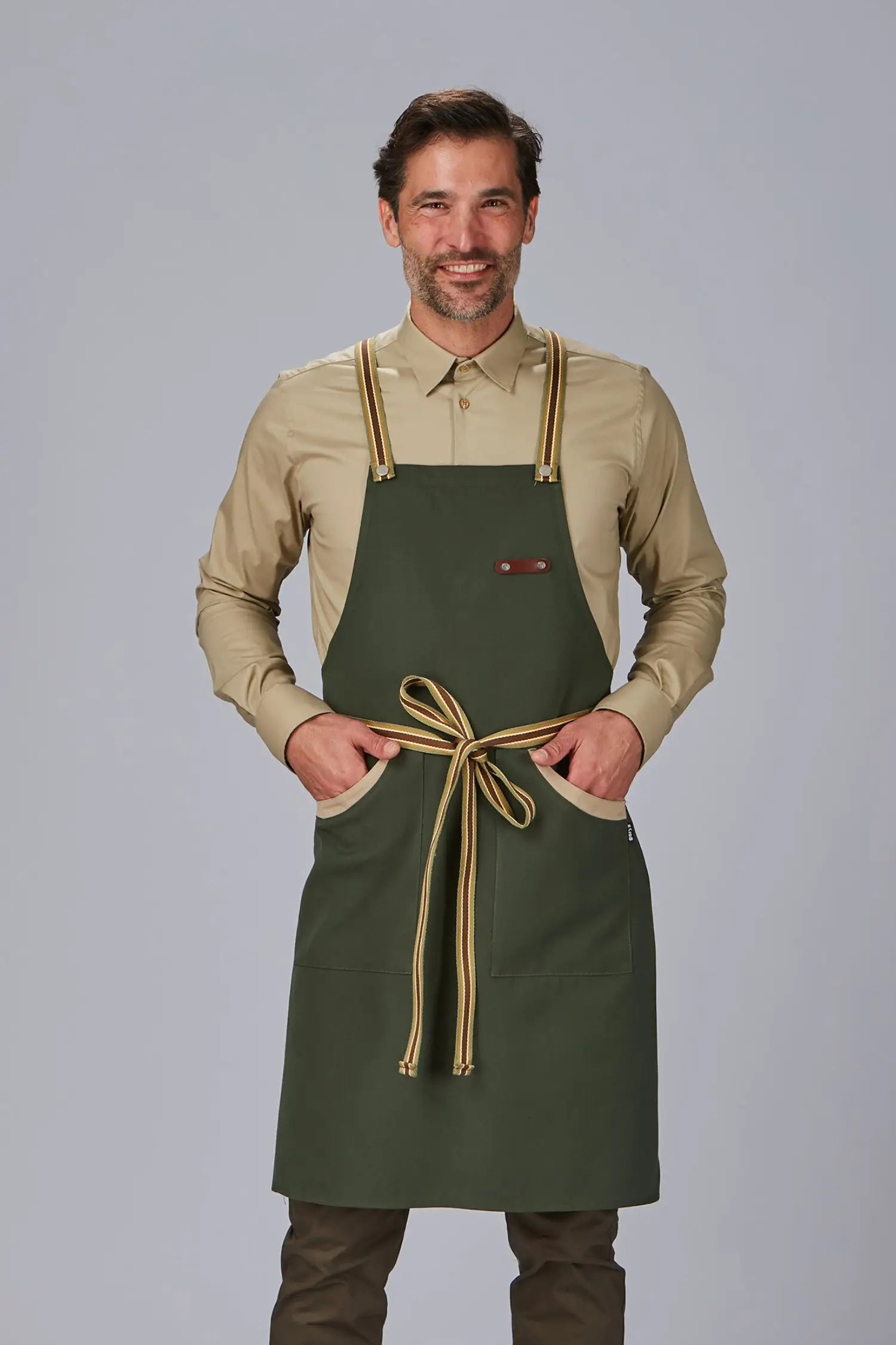 Tablier de cuisine personnalisé bicolore à bavette