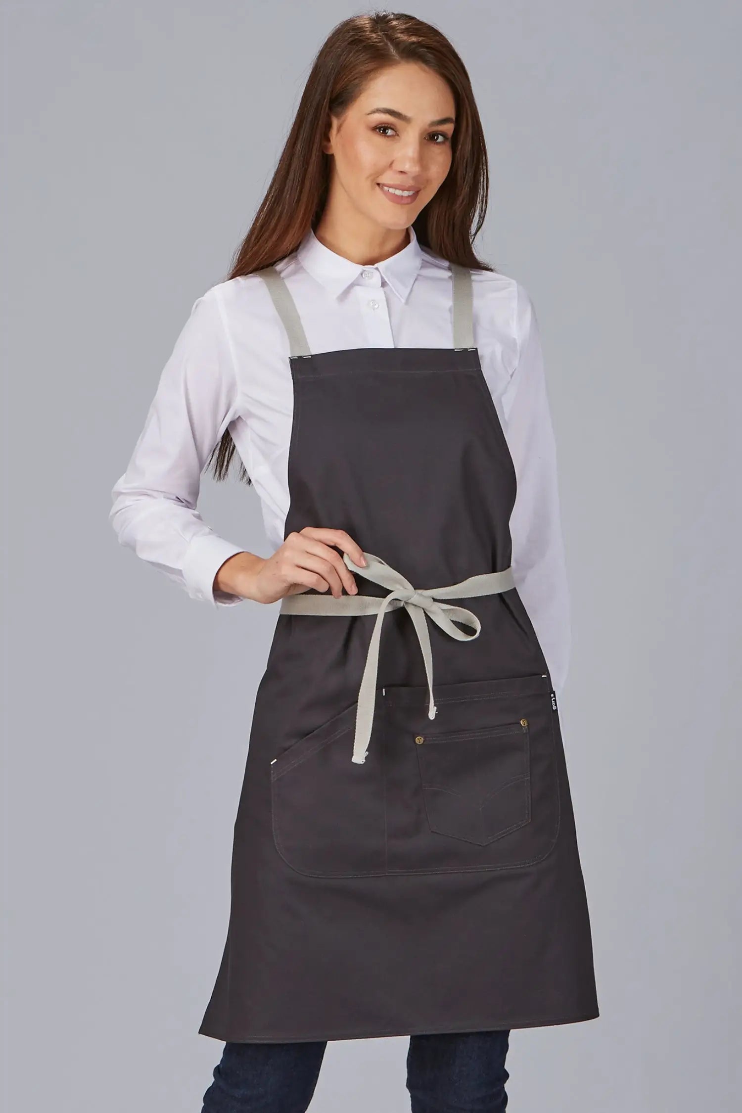 Tablier de cuisine personnalisé bicolore à bavette