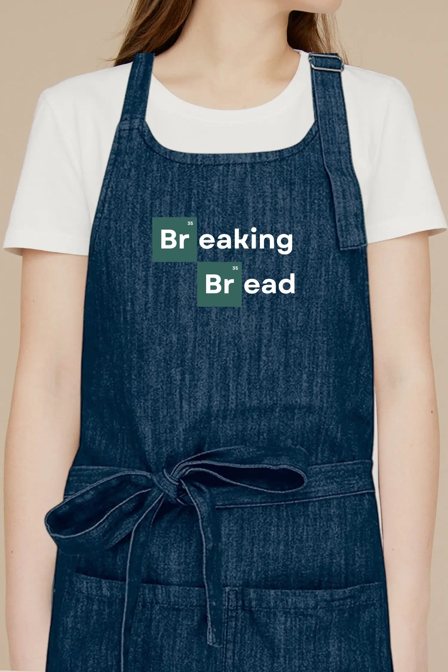 Tablier de cuisine personnalisé “Breaking Bread” - Bleu Denim