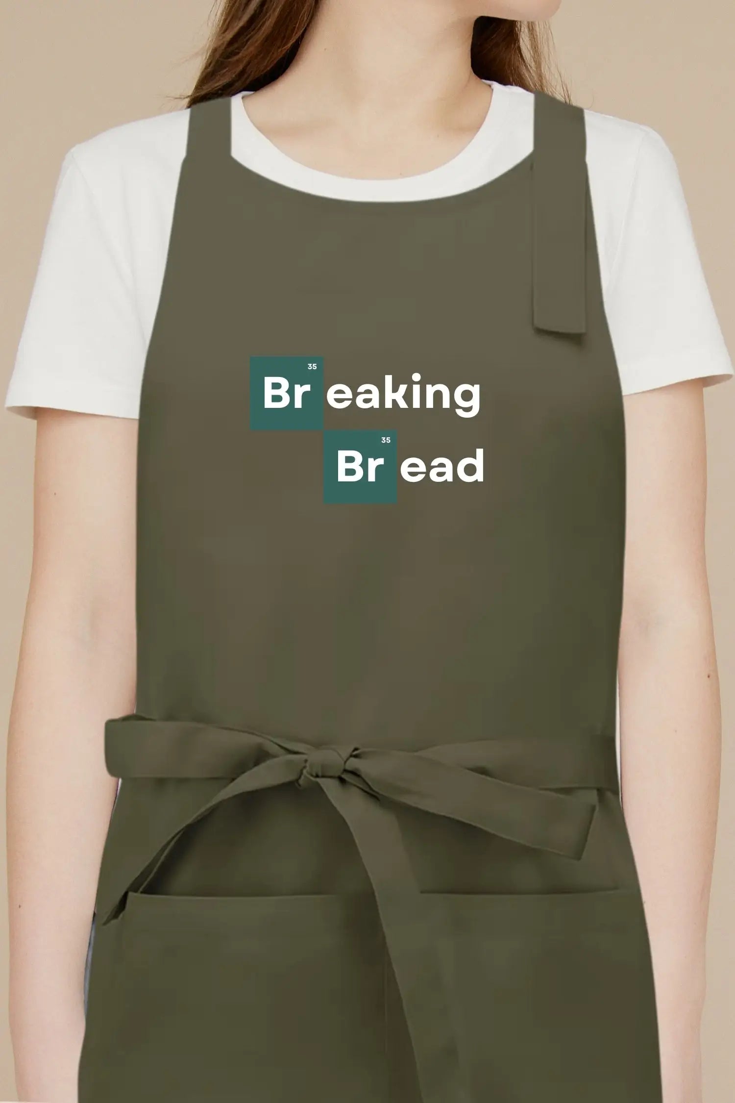 Tablier de cuisine personnalisé “Breaking Bread” - Vert Olive