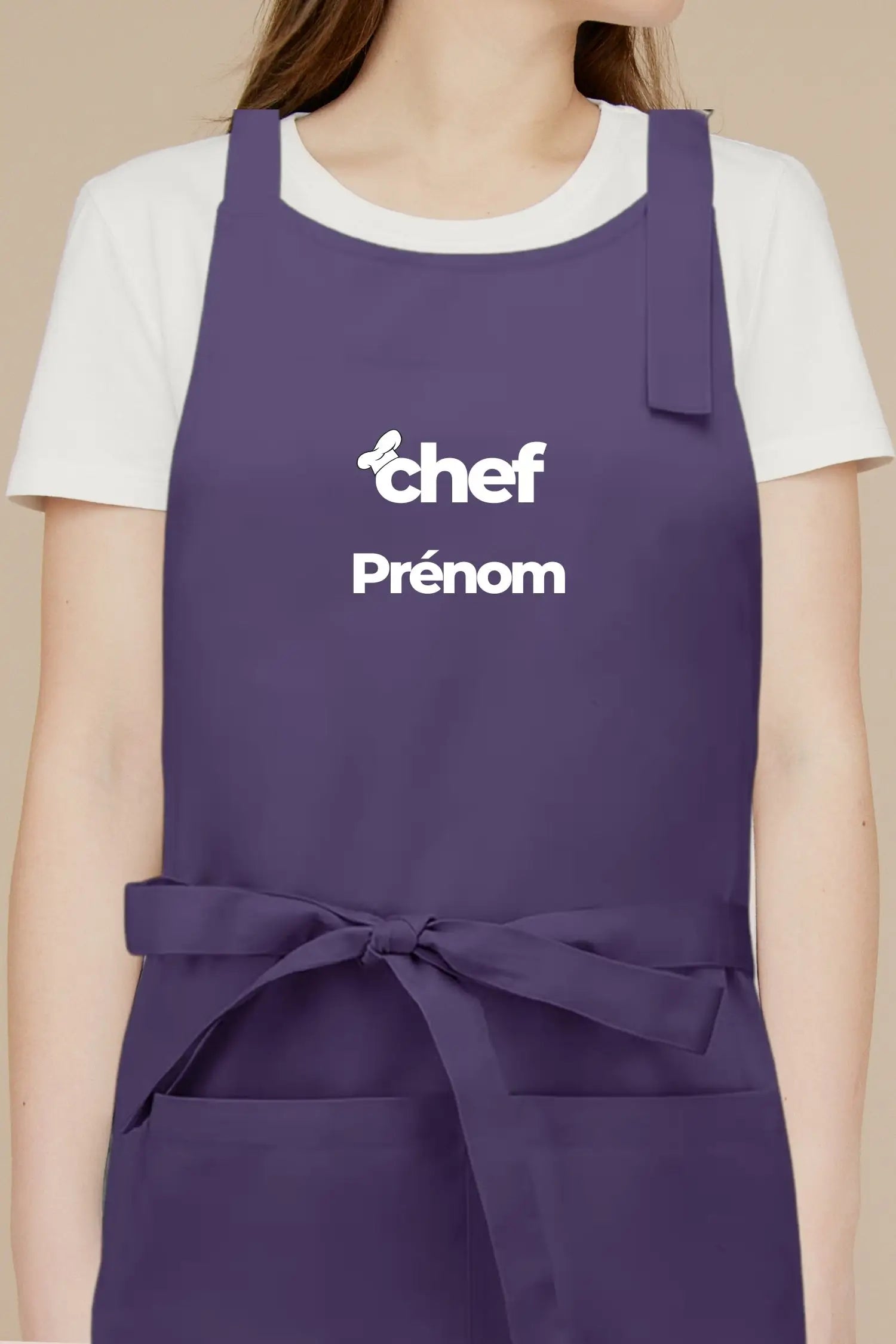 Tablier de cuisine personnalisé “Chef Prénom” imprimé - Violet