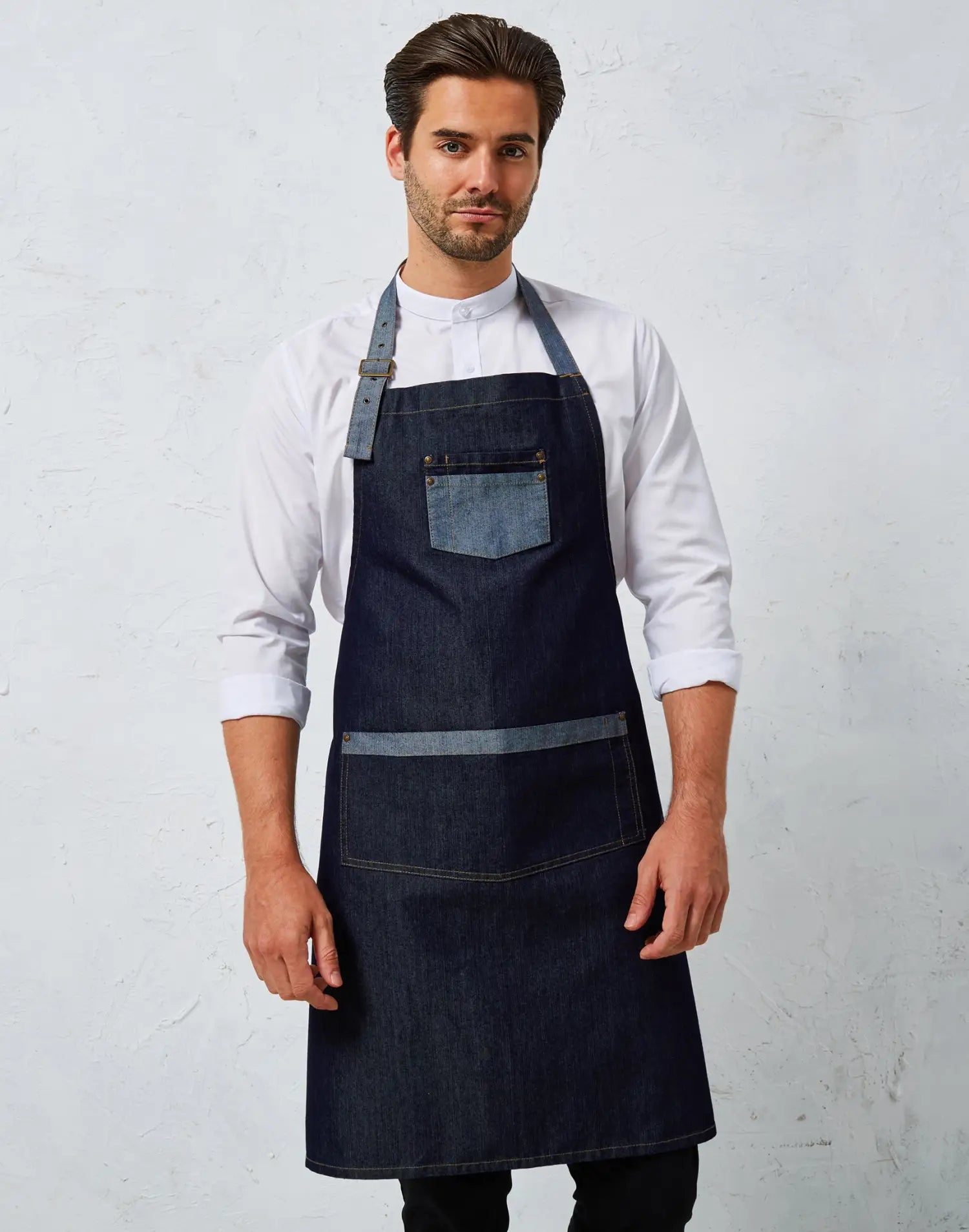Tablier de cuisine personnalisé denim à bavette