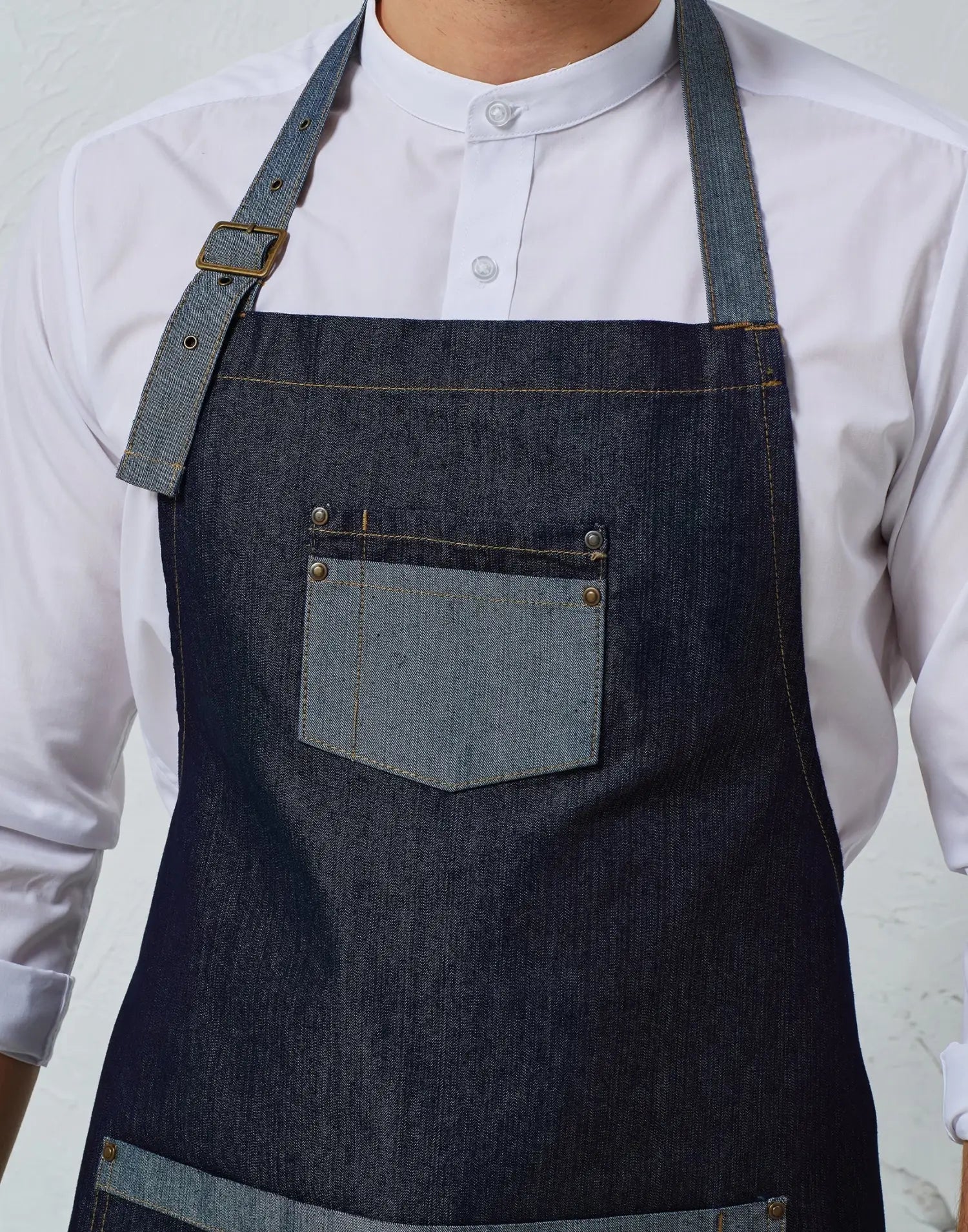 Tablier de cuisine personnalisé denim à bavette