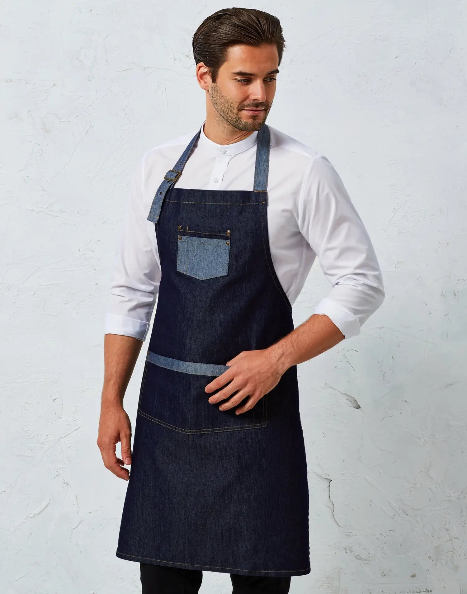 Tablier de cuisine personnalisé denim à bavette
