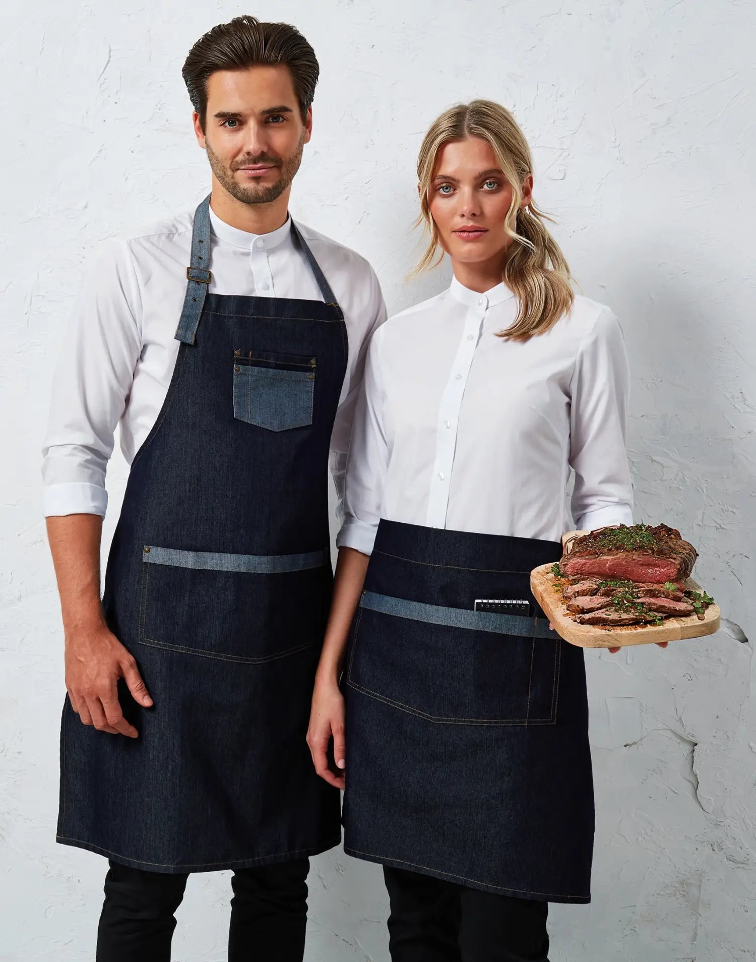 Tablier de cuisine personnalisé denim à bavette